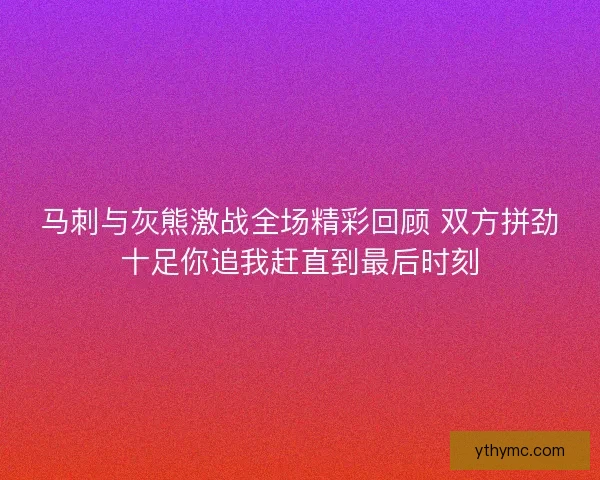 马刺与灰熊激战全场精彩回顾 双方拼劲十足你追我赶直到最后时刻