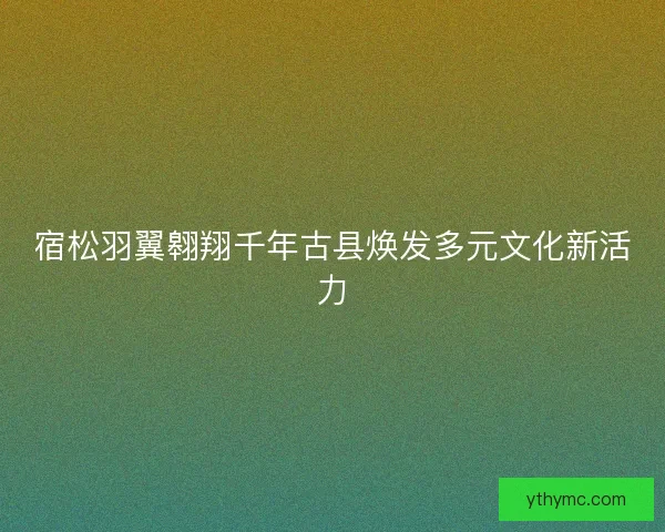 宿松羽翼翱翔千年古县焕发多元文化新活力