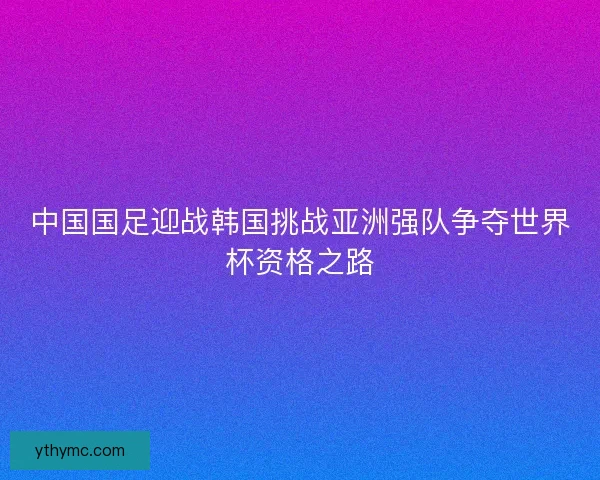 中国国足迎战韩国挑战亚洲强队争夺世界杯资格之路